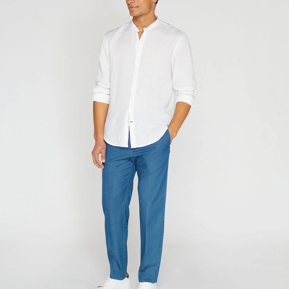 Light Indigo Chambray Tapered Dress Trousers - Brand New - NEVER WORN - Indigo - Picture 1 of 4